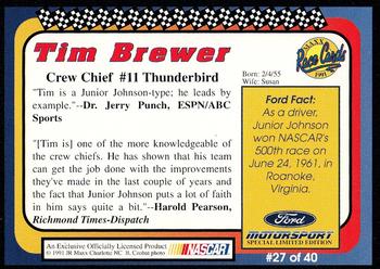 1991 Maxx Ford Motorsport #27 Tim Brewer Back