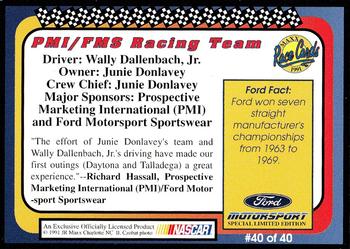 1991 Maxx Ford Motorsport #40 Wally Dallenbach Jr. w/Crew Back