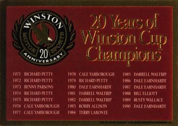 1991 Maxx Winston 20th Anniversary Foils #NNO Checklist Front