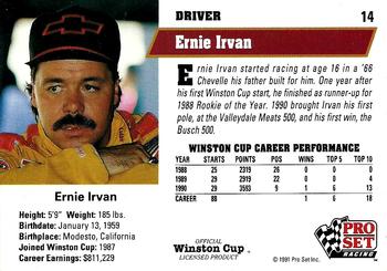 1991 Pro Set #14 Ernie Irvan Back