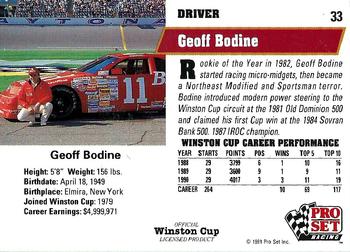 1991 Pro Set #33 Geoff Bodine Back