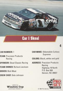 1991 Pro Set #4 Rick Mast w/Car Back