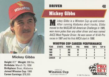 1991 Pro Set #48 Mickey Gibbs Back