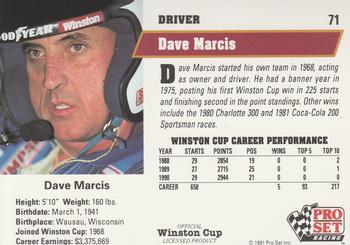 1991 Pro Set #71 Dave Marcis Back