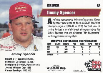 1991 Pro Set #83 Jimmy Spencer Back
