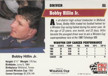 1991 Pro Set #86 Bobby Hillin Jr. Back