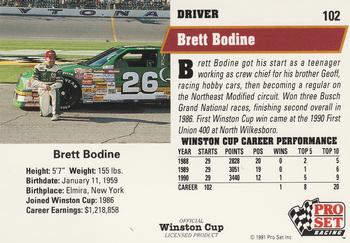 1991 Pro Set #102 Brett Bodine Back