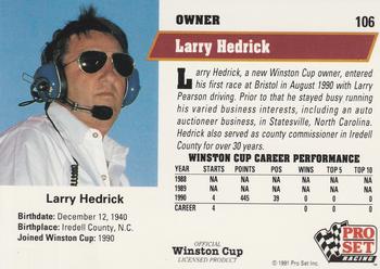 1991 Pro Set #106 Larry Hedrick Back