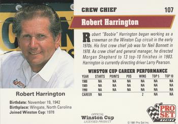 1991 Pro Set #107 Robert Harrington Back