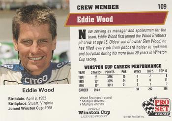 1991 Pro Set #109 Eddie Wood Back