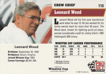 1991 Pro Set #110 Leonard Wood Back