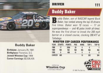1991 Pro Set #111 Buddy Baker Back