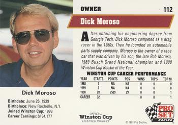1991 Pro Set #112 Dick Moroso Back
