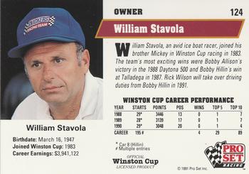 1991 Pro Set #124 Bill Stavola Back