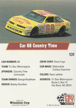 1991 Pro Set #131 Bobby Hamilton's Car Back