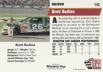 1991 Pro Set #142 Brett Bodine Back