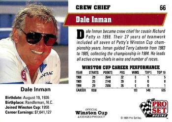 1991 Pro Set #66 Dale Inman Back