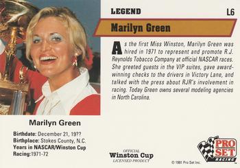 1991 Pro Set - Legends #L6 Marilyn Green Back