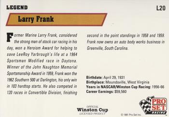 1991 Pro Set - Legends #L20 Larry Frank Back