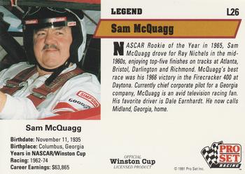 1991 Pro Set - Legends #L26 Sam McQuagg Back