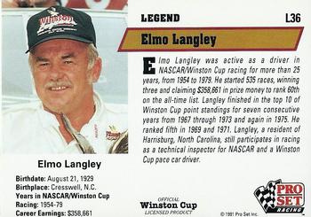 1991 Pro Set - Legends #L36 Elmo Langley Back