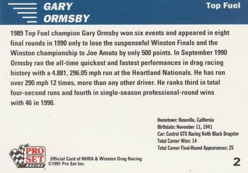 1991 Pro Set NHRA #2 Gary Ormsby Back