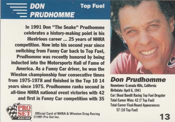 1991 Pro Set NHRA #13 Don Prudhomme Back