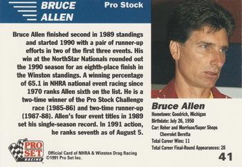 1991 Pro Set NHRA #41 Bruce Allen Back
