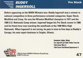 1991 Pro Set NHRA #47 Buddy Ingersoll Back