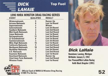 1991 Pro Set NHRA #52 Dick LaHaie's Car Back