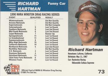 1991 Pro Set NHRA #73 Richard Hartman's Car Back
