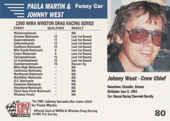 1991 Pro Set NHRA #80 Paula Martin's Car Back