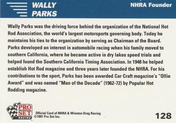 1991 Pro Set NHRA #128 Wally Parks Back