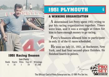 1991 Pro Set Petty Family #6 A Winning Organization Back