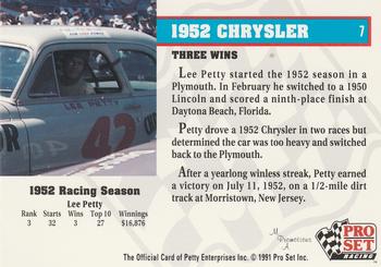 1991 Pro Set Petty Family #7 1952 Chrysler Back