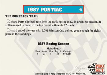 1991 Pro Set Petty Family #42 1987 Pontiac Back