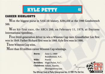 1991 Pro Set Petty Family #48 Kyle Petty Back