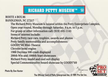1991 Pro Set Petty Family #50 Richard Petty Museum Back