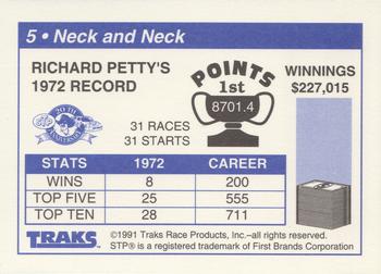 1991 Traks Richard Petty #5 Neck and Neck (Richard Petty's 1972 Record) Back