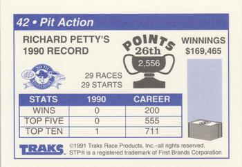 1991 Traks Richard Petty #42 Pit Action (Richard Petty's 1990 Record) Back