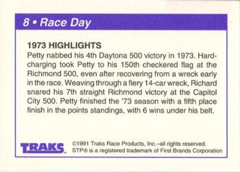 1991 Traks Richard Petty #8 Race Day (1973 Highlights) Back