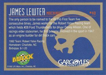 1992 Maxx All-Pro Team #40 James Lewter Back