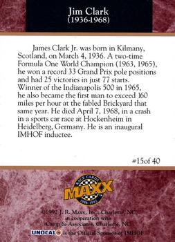 1992 Maxx IMHOF #15 Jim Clark Back