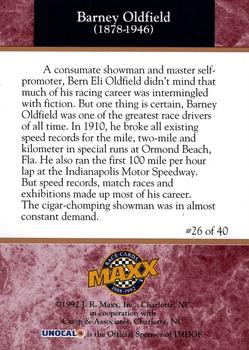 1992 Maxx IMHOF #26 Barney Oldfield Back