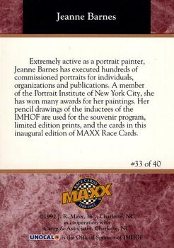 1992 Maxx IMHOF #33 Jeanne Barnes Back