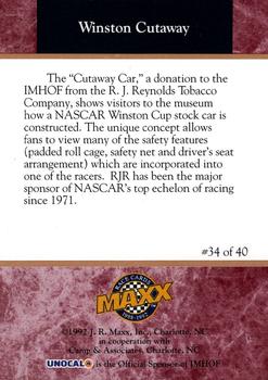 1992 Maxx IMHOF #34 Winston Cutaway Car Back