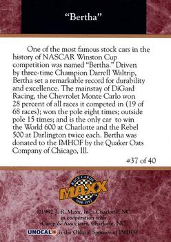 1992 Maxx IMHOF #37 Darrell Waltrip's Car Back