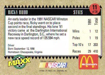 1992 Maxx McDonald's All-Star Race Team #11 Ricky Rudd Back
