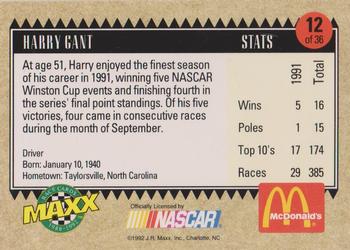 1992 Maxx McDonald's All-Star Race Team #12 Harry Gant Back