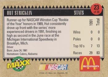 1992 Maxx McDonald's All-Star Race Team #23 Hut Stricklin Back
